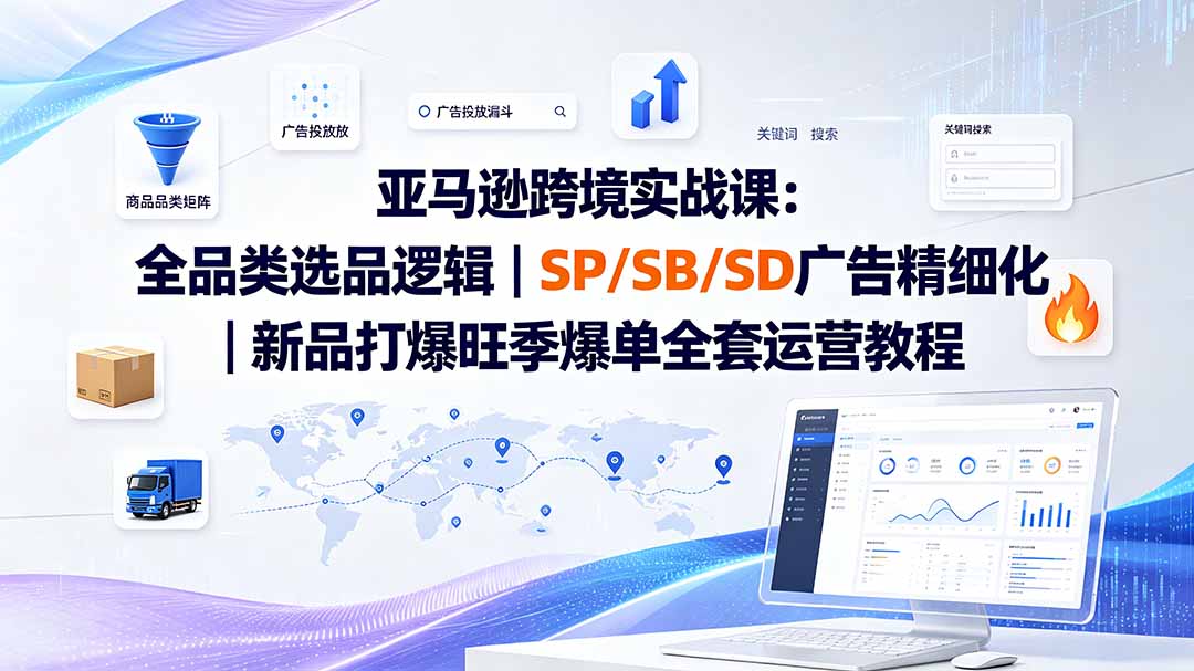 亚马逊跨境实战课-更新8月：全品类选品逻辑｜SP/SB/SD广告精细化｜新品打爆旺季爆单全套运营教程-聊项目