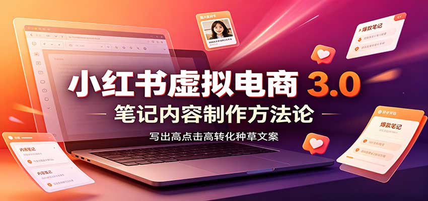 小红书虚拟电商3.0：账号搭建选品开店，笔记内容制作，矩阵投放教学-聊项目