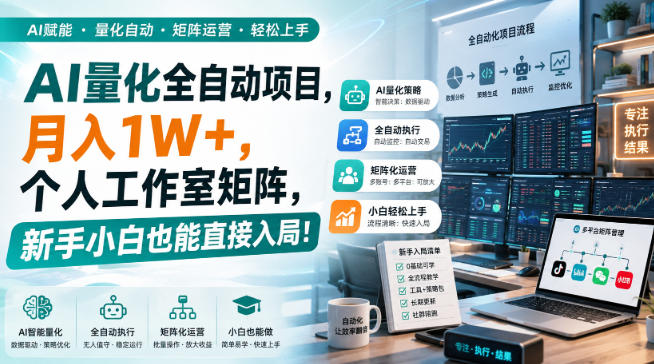 AI量化全自动项目，月入1W+，个人工作室矩阵，新手小白也能直接入局！【揭秘】-聊项目