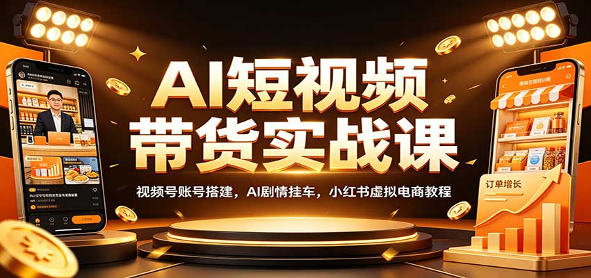 AI短视频带货实战课：视频号账号搭建，AI剧情挂车，小红书虚拟电商教程-聊项目