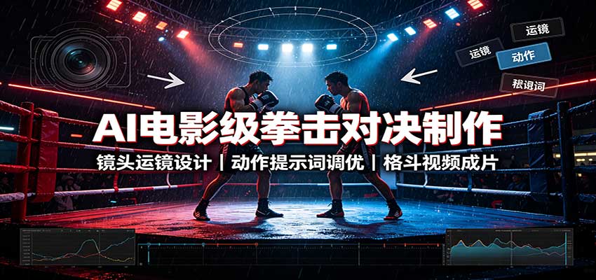 AI电影级拳击对决制作：镜头运镜设计，动作提示词调优，格斗视频成片-聊项目