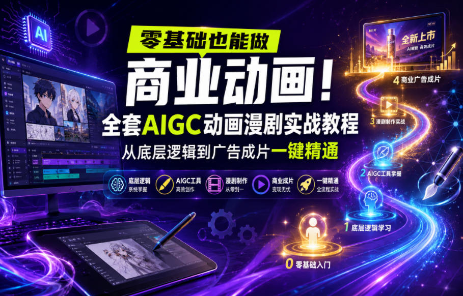 零基础也能做商业动画！全套AIGC动画漫剧实战教程，从底层逻辑到广告成片一键精通(更新0905)-聊项目