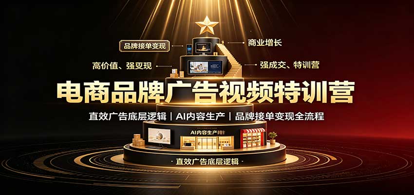 电商品牌广告视频特训：直效广告底层逻辑，AI内容生产，品牌接单变现全流程-聊项目