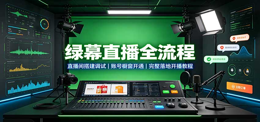 绿幕直播全流程：直播间搭建调试，账号橱窗开通，完整落地开播教程-聊项目