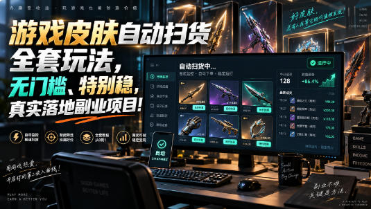 游戏皮肤自动扫货全套玩法，无门槛、特别稳，真实落地副业项目！【揭秘】-聊项目
