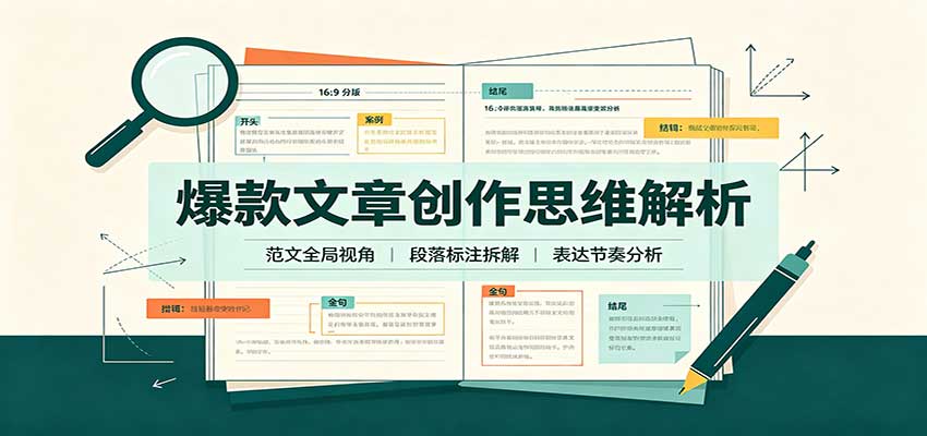 爆款文章创作思维解析：全局视角拆解范文，梳理行文逻辑，搭配真实拆文实操案例-聊项目