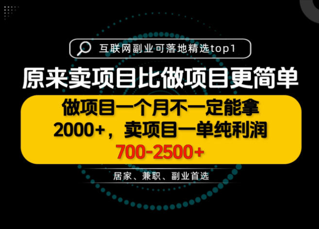 一单利润700-2.5K+，为什么我们要卖项目而不是做项目，我们普通人应该怎样开始？【揭秘】-聊项目