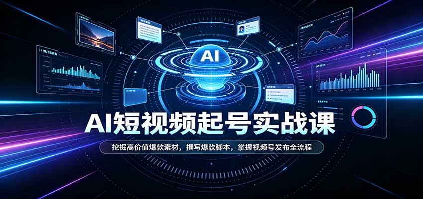 短视频AI起号实战课：挖掘高价值爆款素材，撰写爆款脚本，掌握视频号发布全流程-聊项目