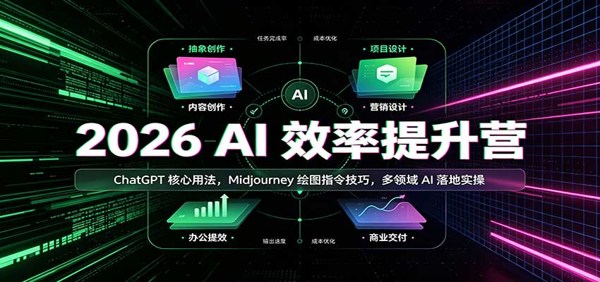 2026 AI效率提升营：ChatGPT核心用法，Midjourney绘图指令技巧，多领域AI落地实操-聊项目