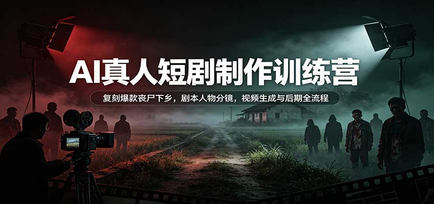 AI真人短剧制作训练营:复刻爆款丧尸下乡,剧本人物分镜,视频生成与后期全流程-聊项目