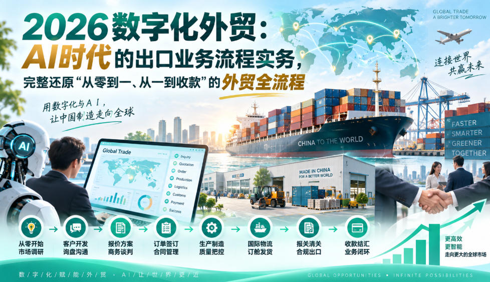 2026数字化外贸：AI时代的出口业务流程实务，完整还原”从零到一、从一到收款”的外贸全流程-聊项目