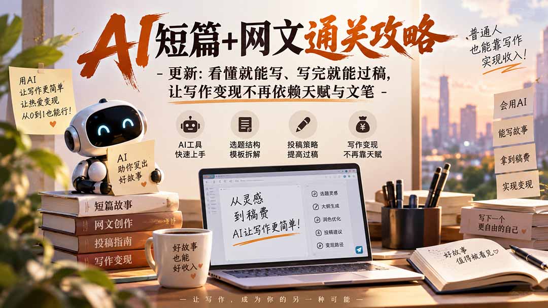 AI短篇+网文通关攻略-更新0921:看懂就能写、写完就能过稿,让写作变现不再依赖天赋与文笔-聊项目