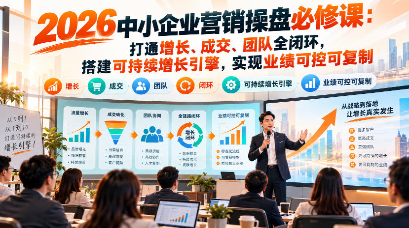2026中小企业营销操盘必修课：打通增长、成交、团队全闭环，搭建可持续增长引擎，实现业绩可控可复制-聊项目