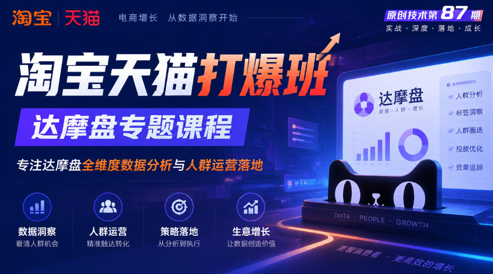 《淘宝天猫打爆班》原创技术第87期，达摩盘专题课程，专注达摩盘全维度数据分析与人群运营落地-聊项目