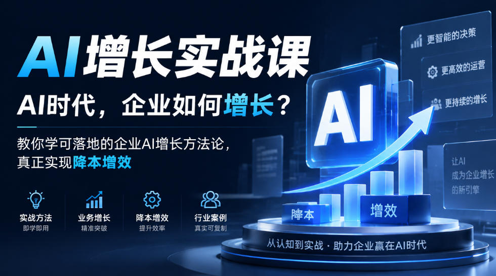 AI增长实战课，AI时代，企业如何增长？教你学可落地的企业AI增长方法论，真正实现降本增效-聊项目