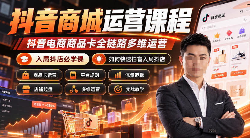 抖音商城运营课程,抖音电商商品卡全链路多维运营,入局抖店必学课, 如何快速扫盲入局抖店(更新1017)