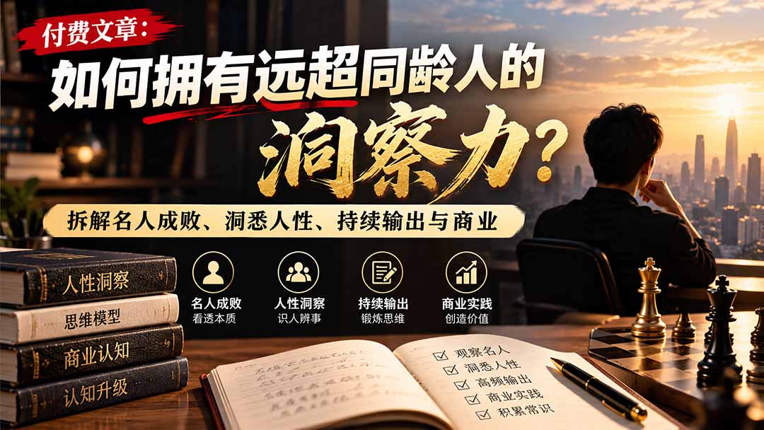 付费文章：如何拥有远超同龄人的洞察力？拆解名人成败、洞悉人性、持续输出与商业实践-聊项目