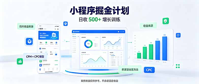 一部手机日入500+，微信小程序掘金计划，四种收入来源，长期稳定可靠-聊项目