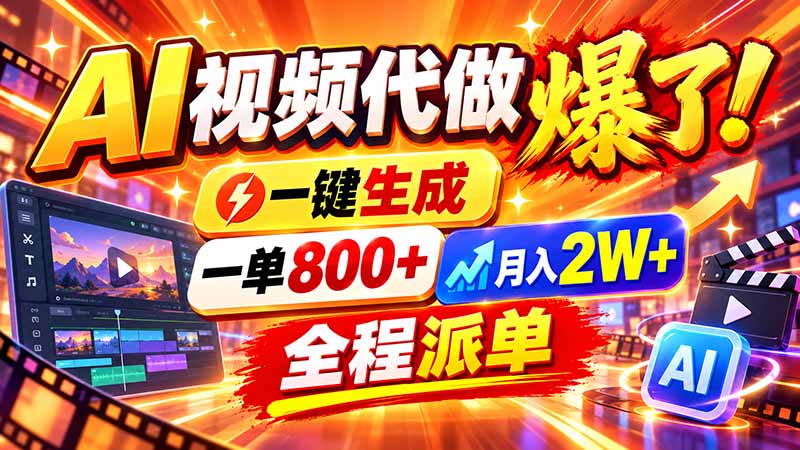 2026年底新赛道，AI视频代做一单800+，小白可做，告别打工-聊项目