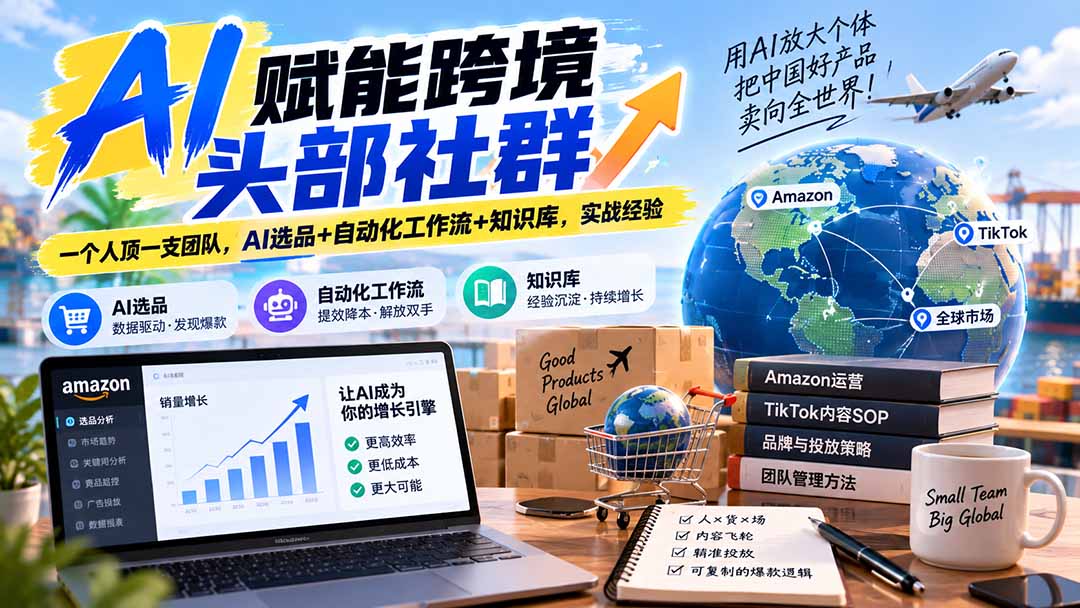 AI赋能跨境头部社群-更新1023：一个人顶一支团队，AI选品+自动化工作流+知识库，实战经验-聊项目