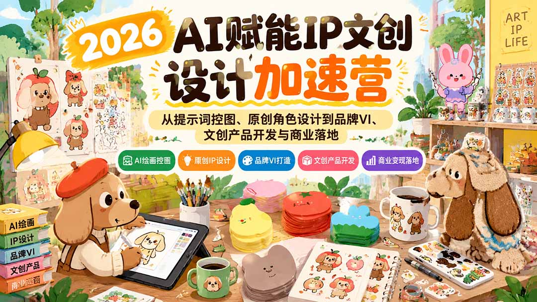 2026AI赋能IP文创设计加速营：从提示词控图、原创角色设计到品牌VI、文创产品开发与商业落地-聊项目