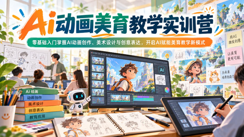 Ai动画美育教学实训营，零基础入门掌握AI动画创作、美术设计与创意表达，开启AI赋能美育教学新模式-聊项目